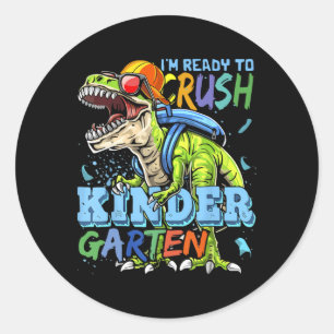 Ik ben klaar om kleuterdino T-rex Ck naar S te ver Ronde Sticker