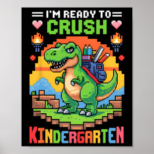 Ik ben klaar om kleuterdinosaurgamerjongen te verp poster