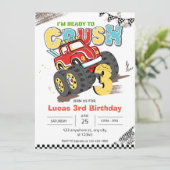 Ik ben klaar om Monster Truck 3e verjaardag Jongen Kaart (Staand voorkant)