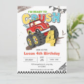 Ik ben klaar om Monster Truck 4th verjaardag Jonge Kaart (Staand voorkant)