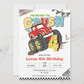 Ik ben klaar om Monster Truck 4th verjaardag Jonge Kaart (Voorkant)