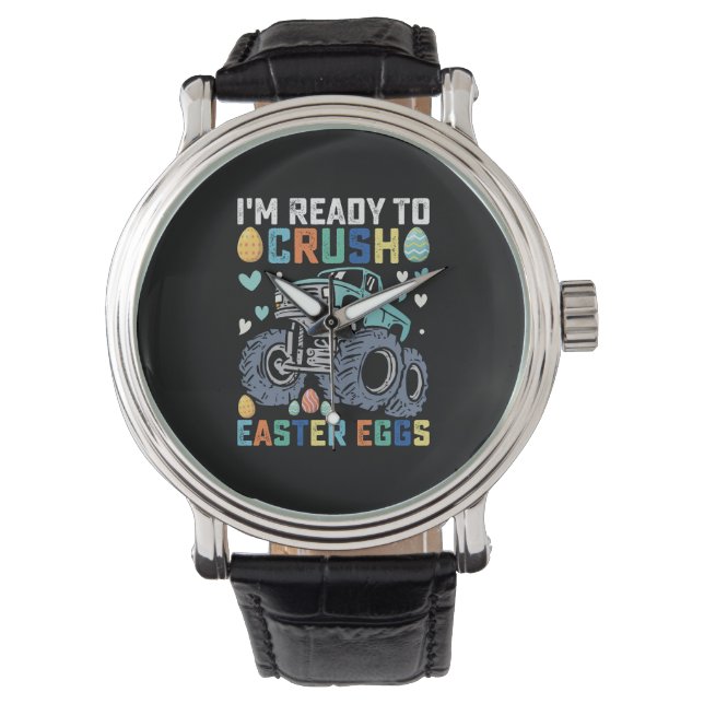 Ik ben klaar om paaseieren te pletten monstertruck horloge (Voorkant)