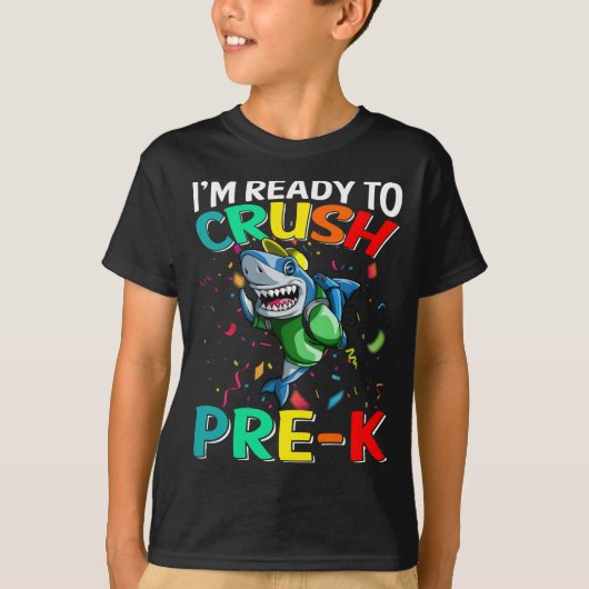 Ik ben klaar om pre-K haai terug naar school te br T-shirt (Voorkant)