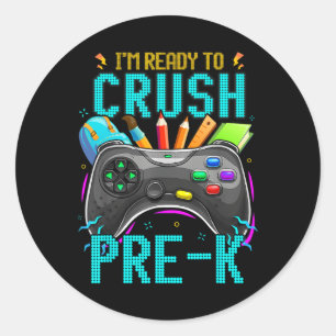 Ik ben klaar om Pre-K naar School Video Game B te  Ronde Sticker