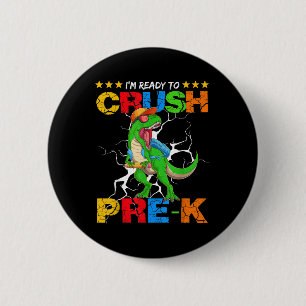 Ik ben klaar om pre-k T-Rex-dinosaur terug naar sc Ronde Button 5,7 Cm
