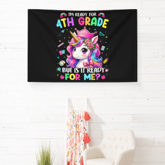 Ik ben klaar voor eenhoorn van groep 6 eerste scho spandoek