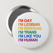 IK BEN KLEIN DAT IK MENSELIJK BEN. RONDE BUTTON 4,0 CM (Voorkant /achterkant)
