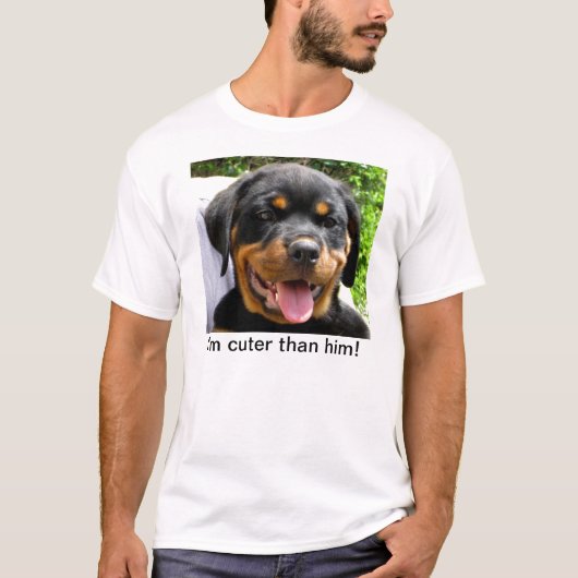 Ik ben knuffel dan hij. - Rottweiler puppy - T Shi T-shirt (Voorkant)
