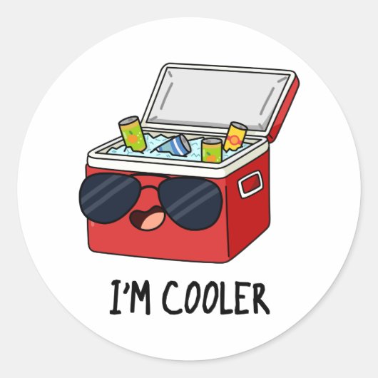 Ik ben koeler Funny Ice Cooler Box Pun Ronde Sticker (Voorkant)
