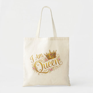 Ik Ben Koningin Gouden Kroon Bloemendesign | Boods Tote Bag