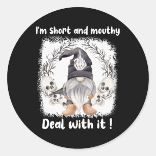 Ik ben kort en mondvol omgaan met het kabouter Hal Ronde Sticker
