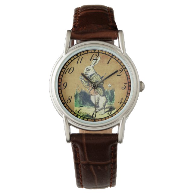 Ik ben laat. Alice in Wonderland White Rabbit Horloge (Voorkant)