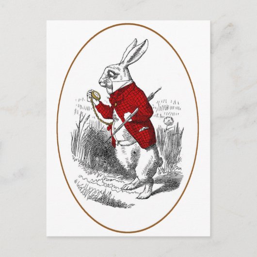 Ik ben laat, ik ben laat. briefkaart (Voorkant)
