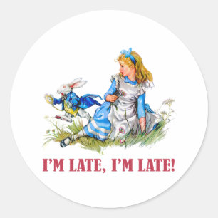 IK BEN LAAT, IK BEN LAAT! VOOR EEN HEEL BELANGRIJK RONDE STICKER