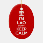 Ik ben Lao, ik kan niet kalm houden. Keramisch Ornament (Achterkant)