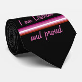 Ik ben Leasbian en Proud | Lesbische vlag op zwart Stropdas (Opgerold)