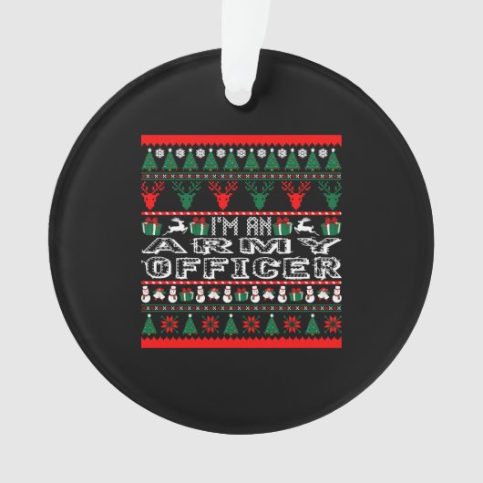 Ik ben legerofficier Kerstmis Ugly Sweater Ornament (voorkant)