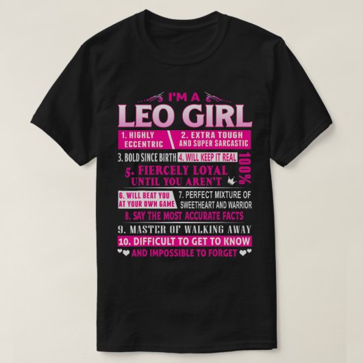 Ik ben Leo Girl Leo Birthday T-shirt (Design voorkant)