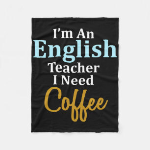 Ik ben leraar Engels Ik heb koffie leuk school nod Fleece Deken
