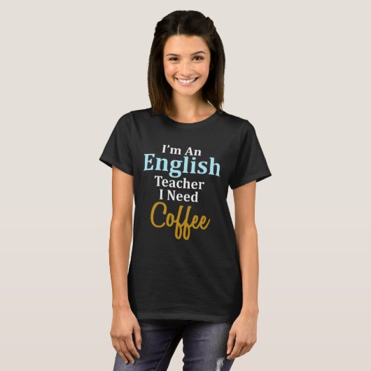 Ik ben leraar Engels Ik heb koffie leuk school nod T-shirt (Voorkant volledig)