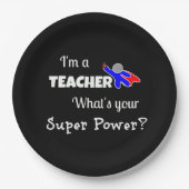 "Ik ben leraar. Wat is je superkracht?" Papieren Bordje (Voorkant)