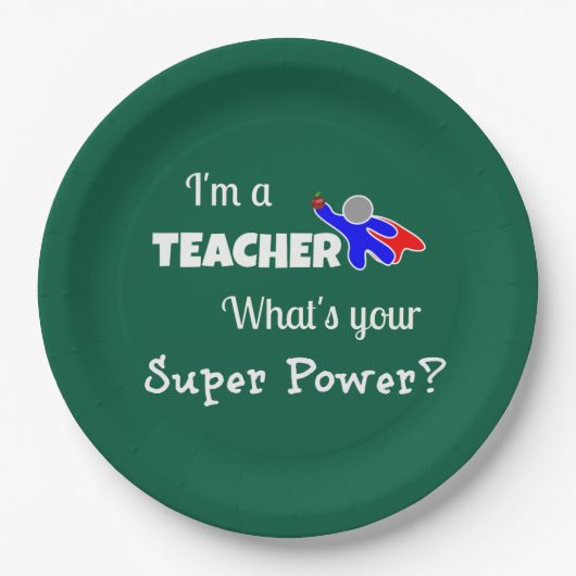 "Ik ben leraar. Wat is je superkracht?" Papieren Bordje (Voorkant)