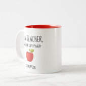 Ik ben leraar, wat is je supermacht? tweekleurige koffiemok (Voorkant links)