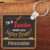 Ik ben leraar, wat is je Superpower? ❤ Sleutelhanger (Achterkant)