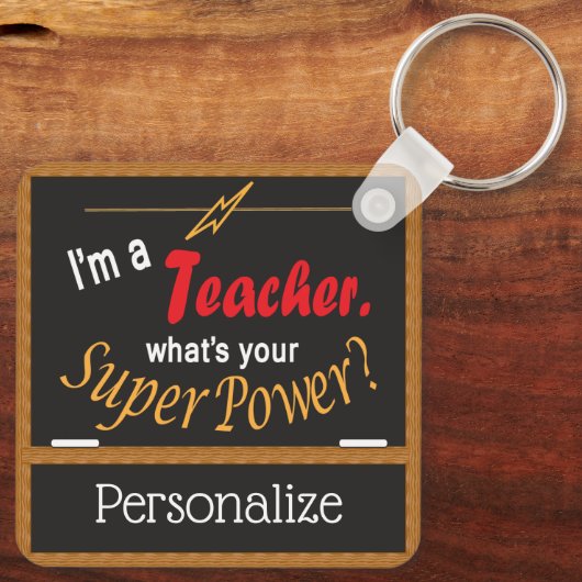 Ik ben leraar, wat is je Superpower? ❤ Sleutelhanger (Achterkant)