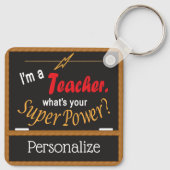 Ik ben leraar, wat is je Superpower? ❤ Sleutelhanger (Achterkant)