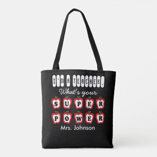 Ik ben leraar, wat is jouw Superpower? Tote Bag (Achterkant)