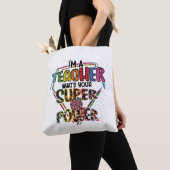 Ik ben leraar wat je superkracht is, leraar tote bag (Dichtbij)