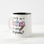 Ik ben leraar wat je Superpower Modern School is Tweekleurige Koffiemok (Voorkant links)