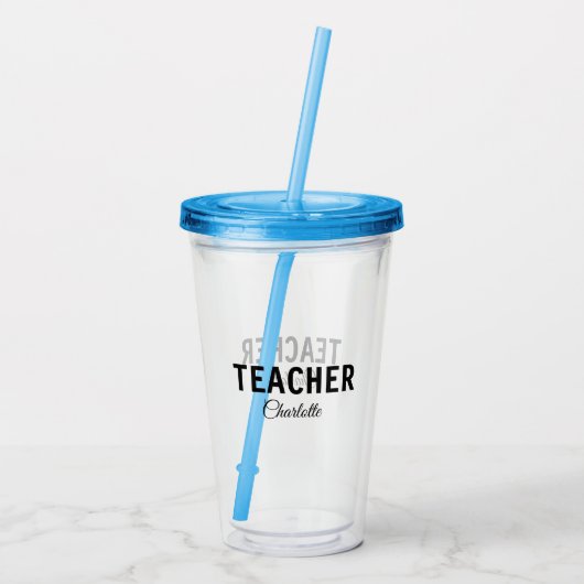 Ik ben lerarenschool Collegeadd jouw naam sms simp Acryl Drinkbeker (Achterkant)