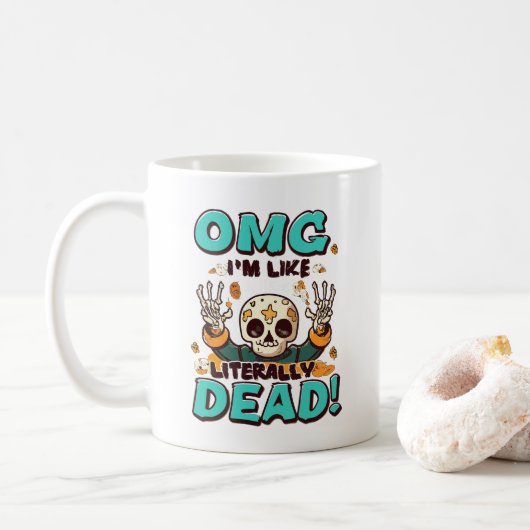 Ik ben letterlijk dood, spooktacular fun Halloween Koffiemok (Met donut)