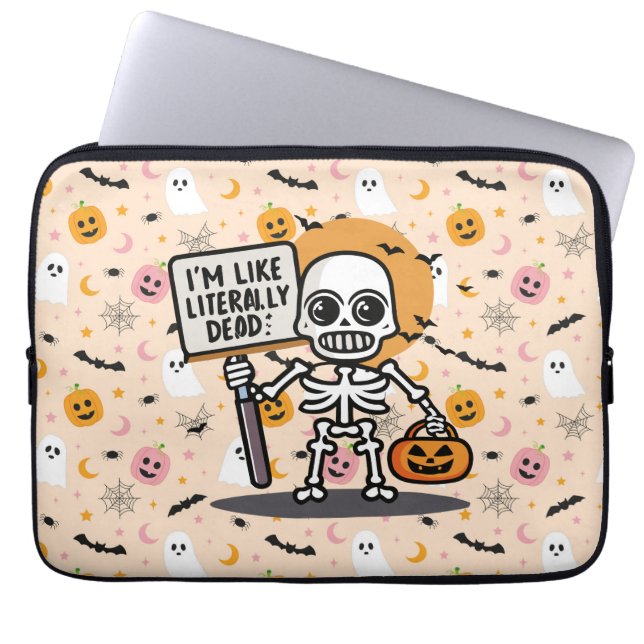 Ik ben letterlijk dood, spooktacular fun Halloween Laptop Sleeve (Voorkant)