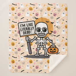 Ik ben letterlijk dood, spooktacular fun Halloween Sherpa Deken