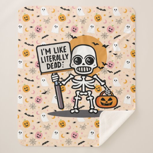 Ik ben letterlijk dood, spooktacular fun Halloween Sherpa Deken (Voorkant)