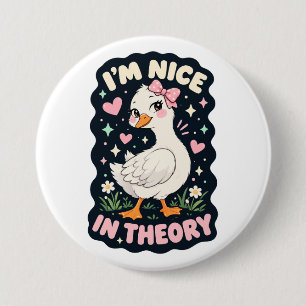 Ik ben leuk in theorie gans humor ronde button 7,6 cm