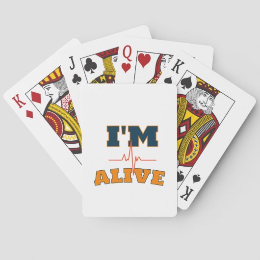 Ik ben levendig Grappige quote boodschappentas Pokerkaarten (Achterkant)