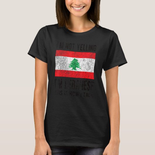 Ik ben Libanese Libanese vlag Libanese Roo T-shirt (Voorkant)