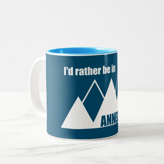 Ik ben liever in Annecy France Mountain Tweekleurige Koffiemok (Voorkant links)