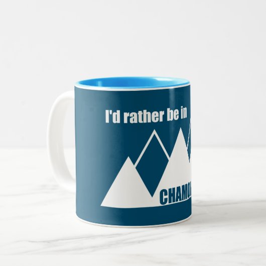 Ik ben liever in Chamonix France Mountain Tweekleurige Koffiemok (Voorkant links)