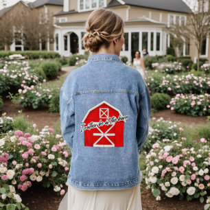 Ik ben liever in de schuur   Red Barn Denim Jacket