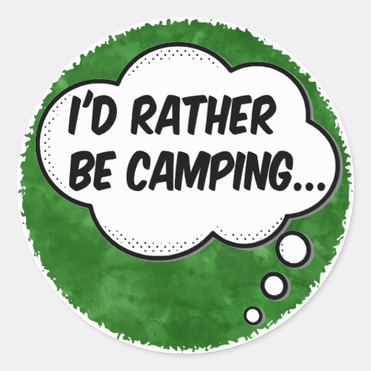 Ik ben liever op Camping Green Waterverf Custom Ronde Sticker (Voorkant)