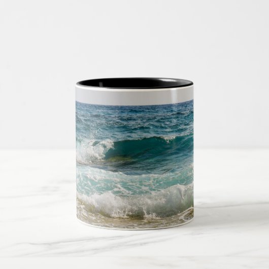 Ik ben liever op het strand, Ocean Waves Tweekleurige Koffiemok (Center)