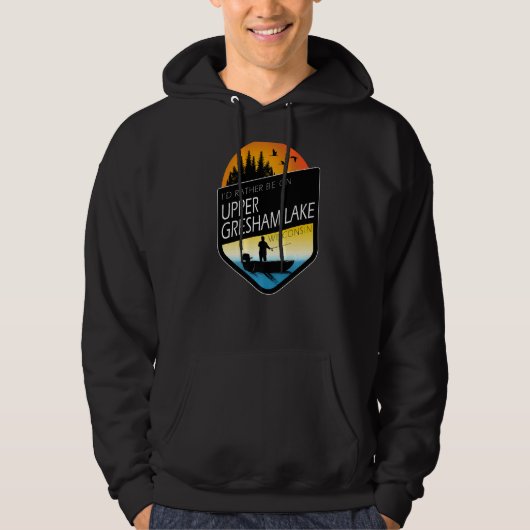 Ik ben liever op Upper Gresham Lake Wisconsin Fish Hoodie (Voorkant)