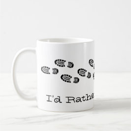 Ik ben liever wandelschoenen zwart wit plezier koffiemok