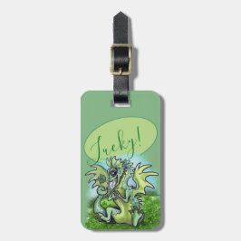 Ik ben Lucky, kleine draak Shamrock Bagagelabel