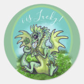 Ik ben Lucky. Lil' Dragon Shamrock Ronde Sticker (Voorkant)
